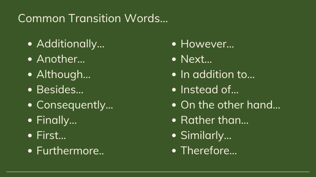 transition words in persuasive writing