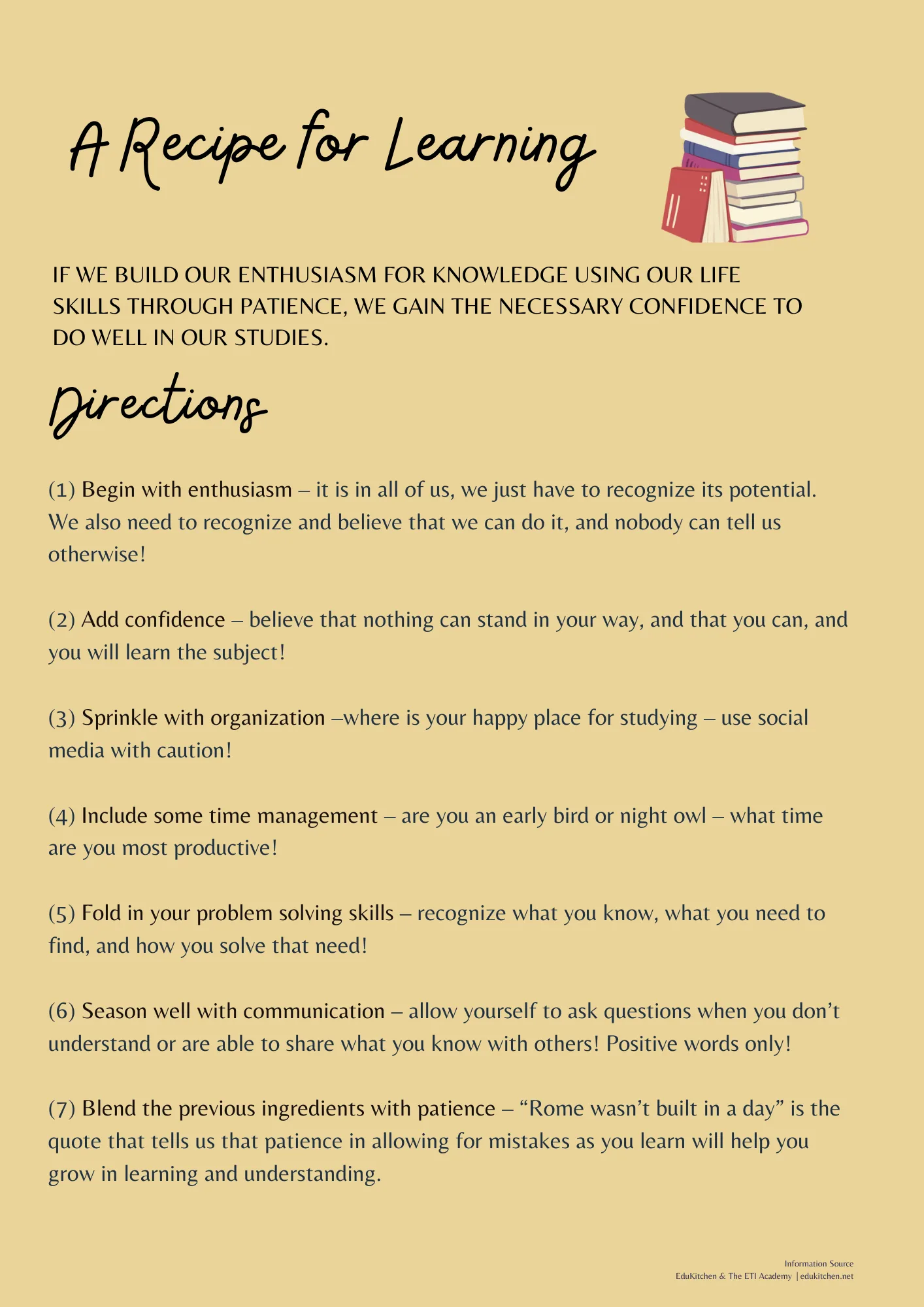 life skill course for recipes for learning