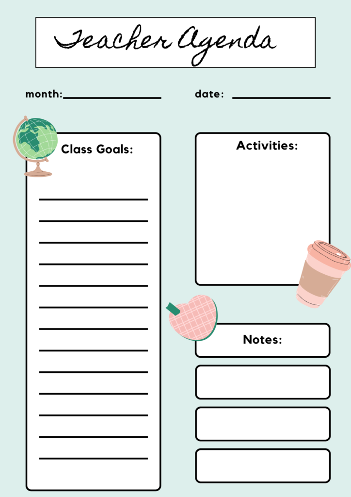 teacher agenda template