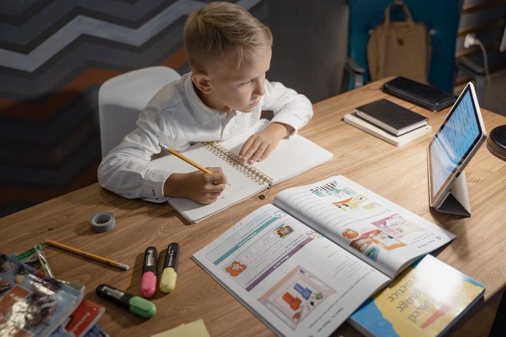 boy learning online