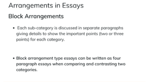 compare and contrast essay block arragements