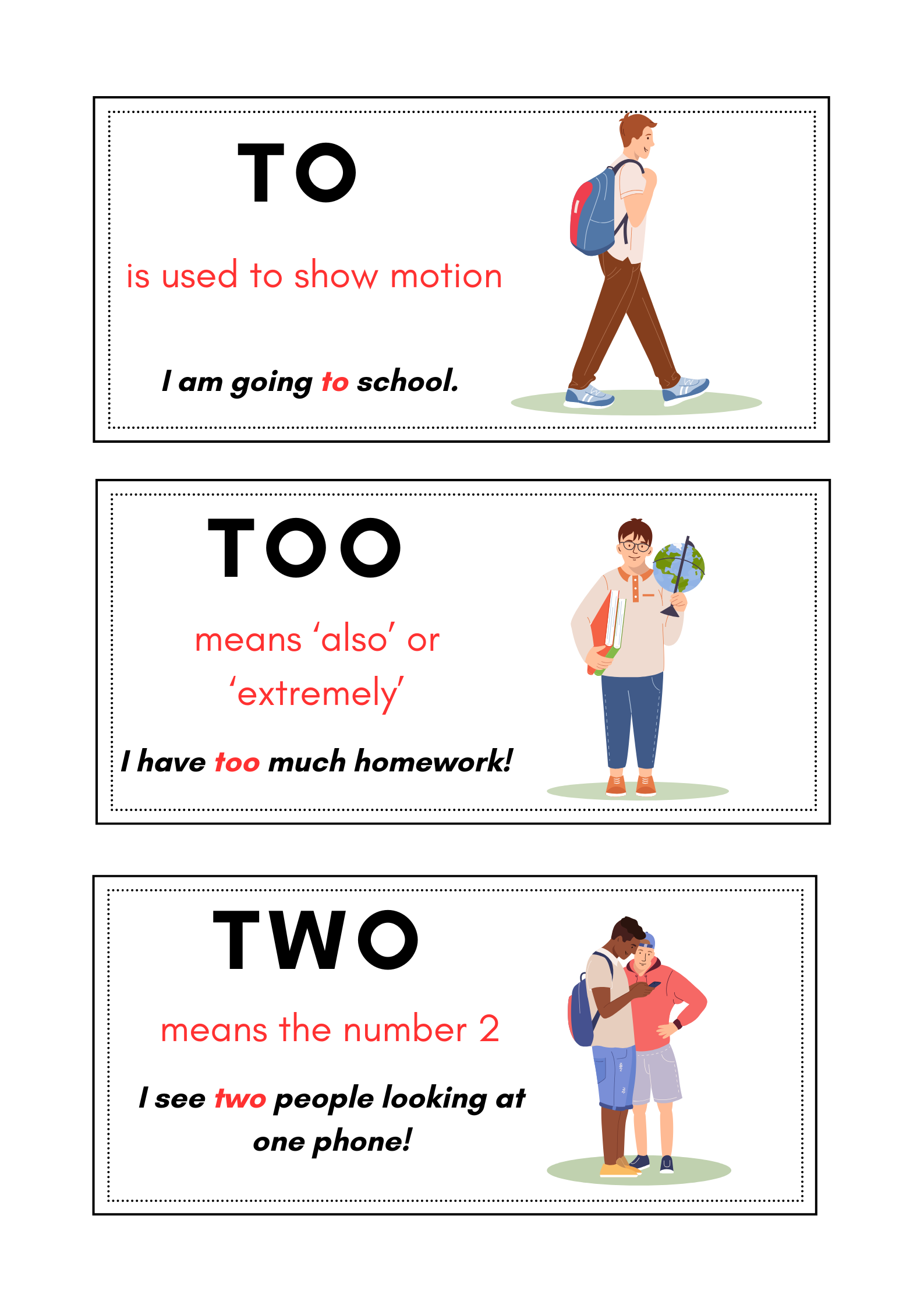 english TO homophones flashcards 