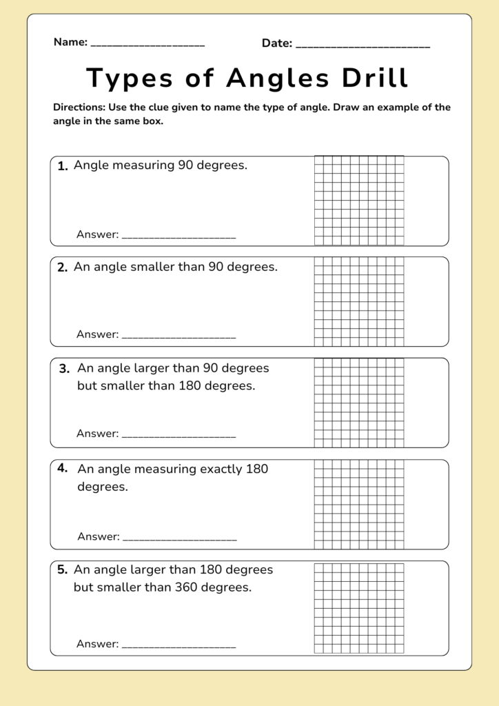 math angle worksheet