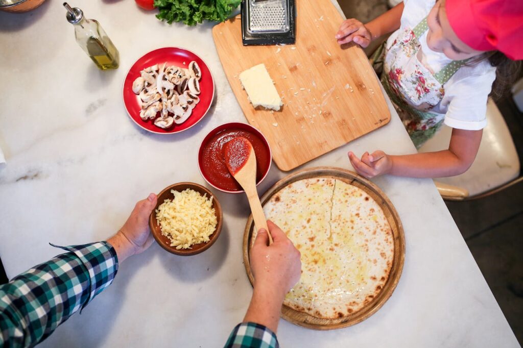 learning fractions pizza making