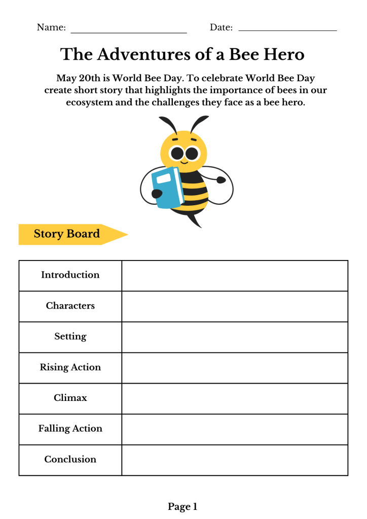 bee themed may worksheet
